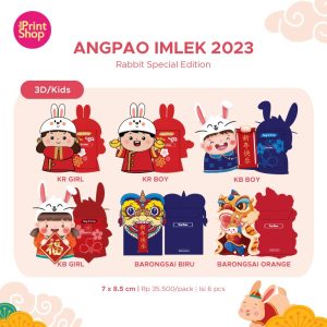 Angpao Imlek 2023 Kelinci isi 6 pcs / Angapao Shio Kelinci Custom Nama Kids Series