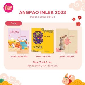 Angpao Imlek 2023 Kelinci isi 6 pcs / Angpao Shio Kelinci Custom Nama Royal Blue, Simple dan Bunny Series
